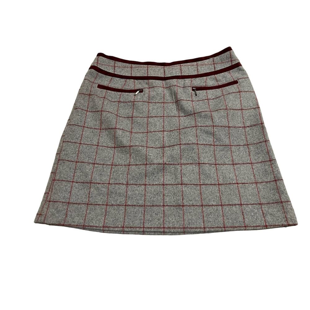 Bob Timberlake Womens 10 Gray Skirt Tweed Plaid Lined Zip Pockets Wool‎ Blend